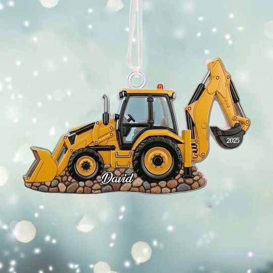 Discover Personalized Excavator Christmas Ornaments,Construction Worker Ornament Backhoe For Little Boys Toddler Gifts, Gift for Kids,Xmas Decor 2025