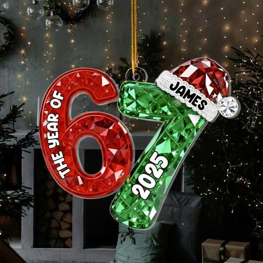 Discover Personalized Gift  Custom Year Number Ornament 2025, The Year Of 67 Christmas Ornament, Funny Gen Z Ornament, Personalized Name Acrylic