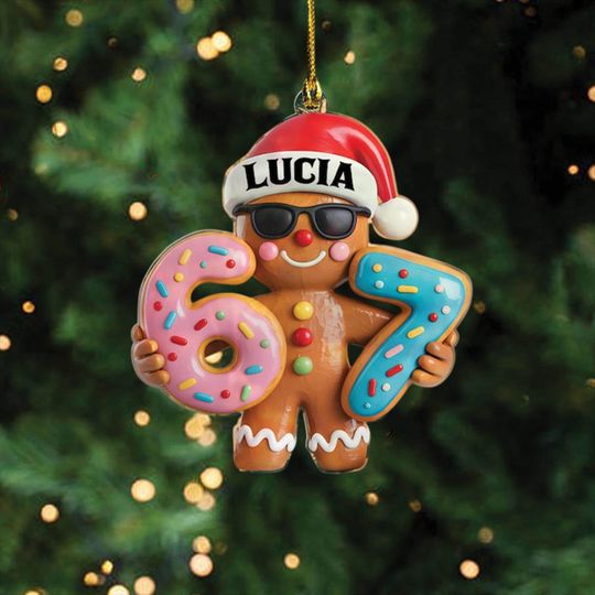 Discover Personalized Gingerbread 67 Ornament  67 Christmas Ornament, Six Seven Ornament, Teacher Student Gift, Gen Alpha Humor, Custom Kid Ornament