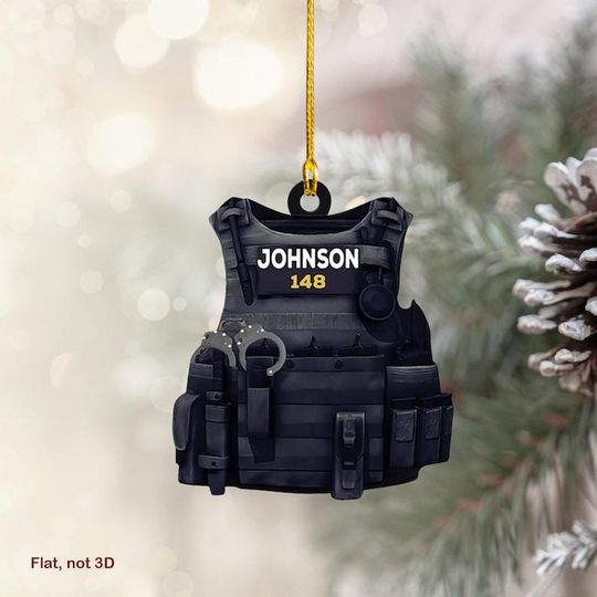 Discover Custom Name & Number Police Ornament, Police Officer Christmas Ornament, Police Uniform Ornament, Christmas Holiday Ornament, Police Gift