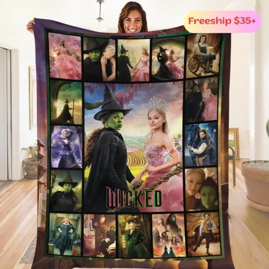 Wicked For Good Blanket Elphaba And Glinda Blanket Fleece Wicked Shiz University