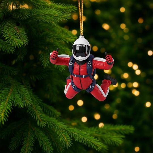 Discover Custom Parachuter Christmas Ornament, Unique Skydiver Gift for Men and Women, Parachuting and Skydiving Christmas Tree Hanging Decoration