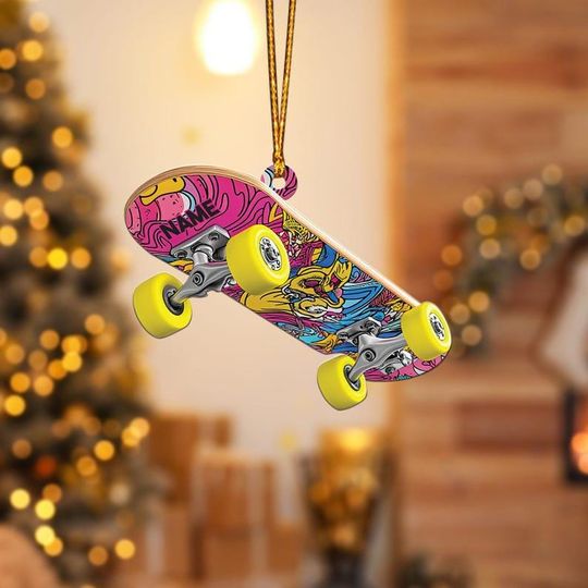Discover Personalized Skateboard Ornament, Skateboard Christmas Ornament, Skateboard Lovers Ornament, Skateboarding Holiday Ornament