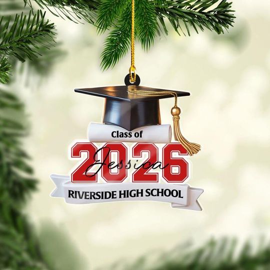 Class Of 2025 2026 2D Flat Senior Ornament, Personalized Acrylic Ornament, Christmas Gift For Senior, For Graduation