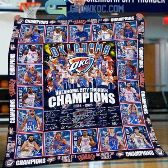Oklahoma City Thunder NBA Finals Champions 2025 Fleece Blanket Quilt