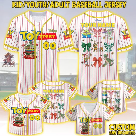 Discover Personalized Disney Toy Story Christmas Baseball Jersey, Custom Disney Xmas Jersey Team Outfit Pixar Toy Story Christmas Gift