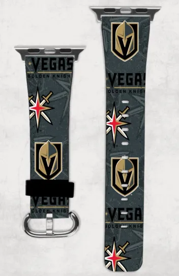 Discover Las Vegas Golden Knights NHL Hockey Apple Watch Band NEW 38/40/41 & 42/44/45