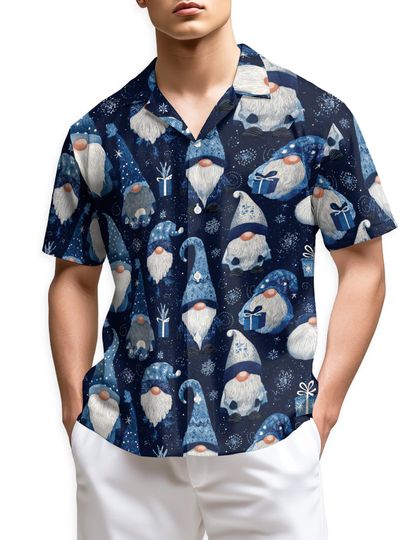 Discover Christmas Gnome Hawaiian Shirt for Men & Women, Holiday Aloha Shirt, Funny Xmas Gnome Print