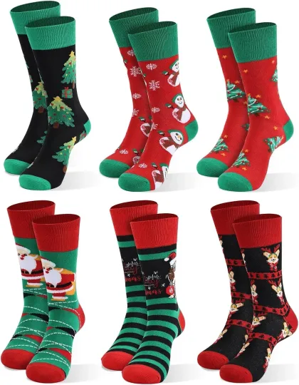 Discover Christmas Socks For Men, 6 Pack Mens Christmas Socks, Xmas Crew Socks US