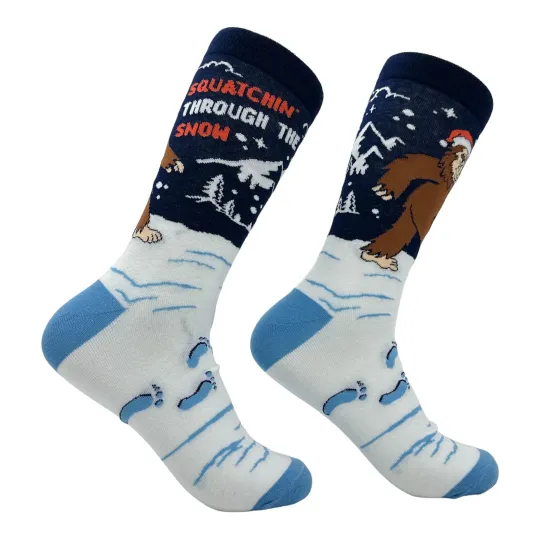 Discover Men's Squatchin Through The Snow Socks Funny Sarcastic Christmas Novelty
