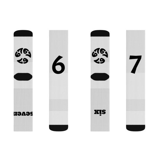 Discover 6 7 Meme Socks sublimation novelty gift | 67 hip hop Sigma unisex Crew knit