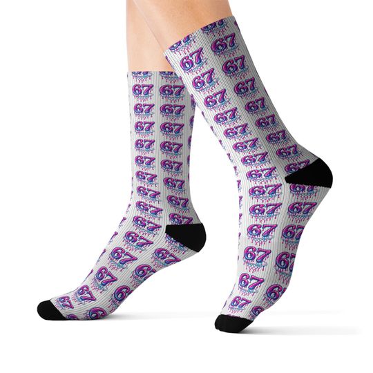Discover 67 Socks | 6 7 Socks | Six Seven Crew Socks | Trendy Streetwear Socks | Fun Aesthetic Socks for Teens | Cozy Gift Socks