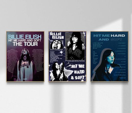 Discover Billie Eilish Poster Set | Hit Me Hard and Soft Tour Wall Art | Music Album Print Collection Verson 2 Fast Shipping!!