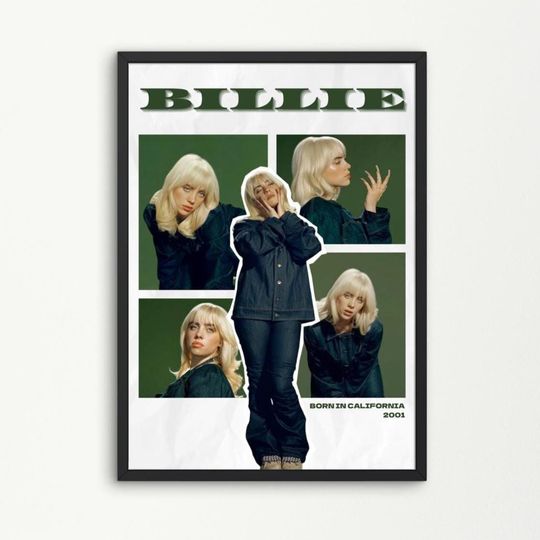 Discover Billie Eilish Poster: Collage Style Indie Pop Art (Digital Download)