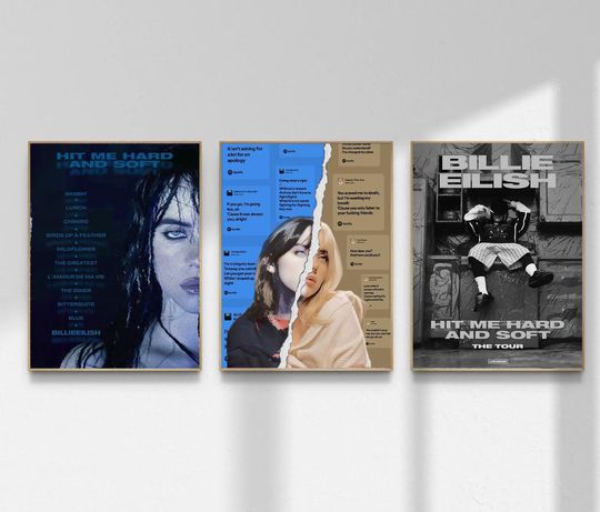 Discover Billie Eilish Poster Set | Hit Me Hard and Soft Tour Wall Art | Music Album Print Collection Verson 1 Fast Shipping!!