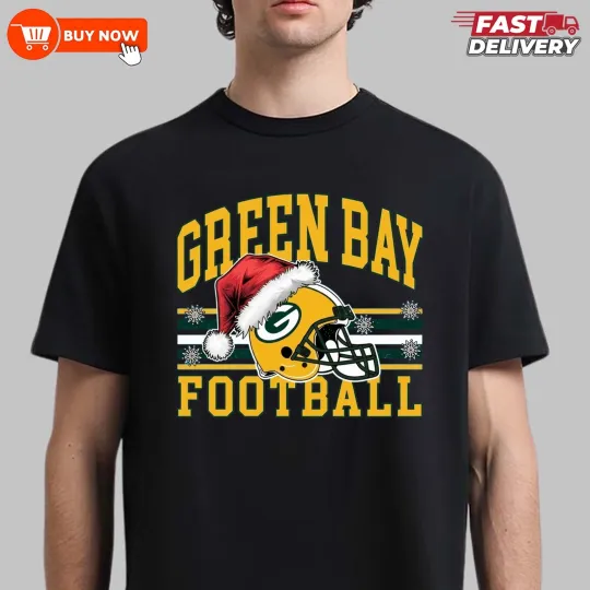 Discover Green Bay Packers Christmas Santa Football Team T-Shirt, Gift for Fan
