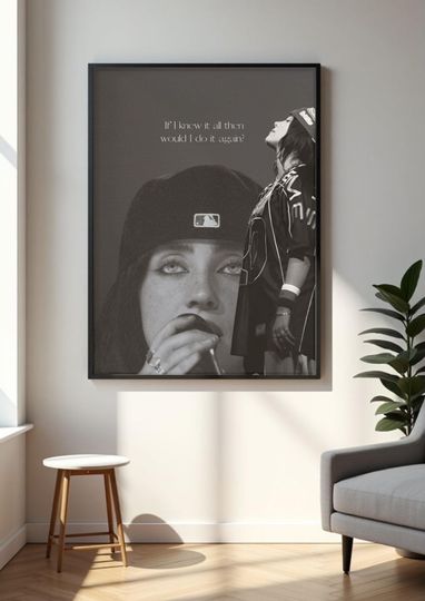 Billie Eilish Lyrics Poster | Minimalist Music Wall Art | Premium Matte Vertical Poster