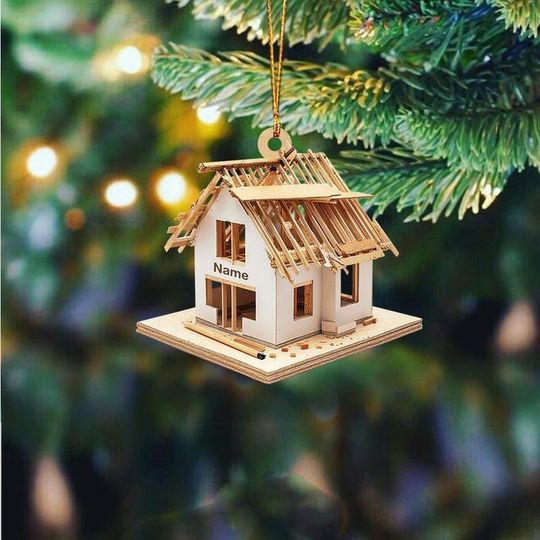 Discover Personalized Under Construction House Christmas Ornament, Construction Christmas Ornament, Constructor Ornament, Worker Gift