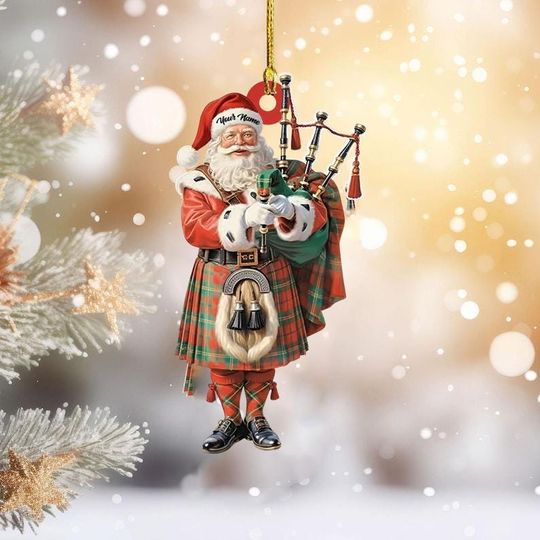 Discover Custom Name Bagpipe Ornament, Personalized Bagpipe Ornament, Scottish Christmas Tree Hanging Decor, Christmas Ornament, Flat 2D Ornament