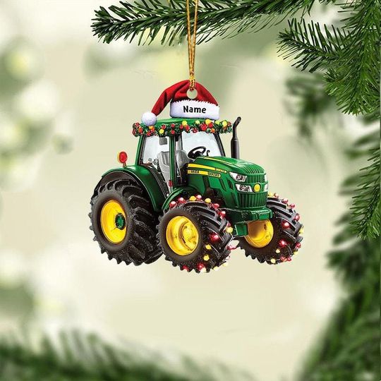 Discover Tractor Christmas Lights Ornament, Tractor Christmas Ornament, Farming Ornament, Tractor Flat Ornament, Farmer Xmas Ornament