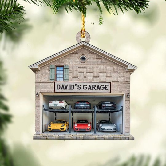 Discover Personalized Garage Ornament, 2D Flat Garage Christmas Ornament, Mechanic Ornament, Car Enthusiasts, Mechanic Gift, Mechanic Repair Shop