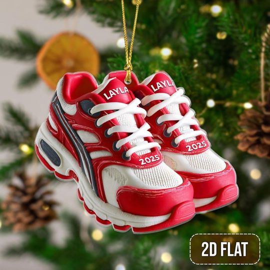 Discover Personalized Runner 2D FLAT Acrylic Ornament, Custom Pink Sneakers Ornament, Gift for Joggers, Marathon Lovers, Fitness Enthusiasts