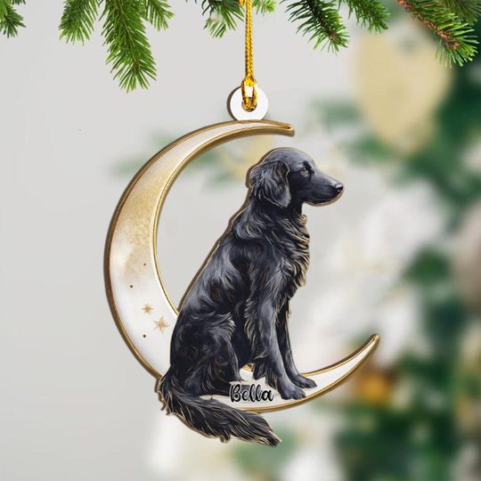 Personalized Flat-Coated Retriever Dog Angel Ash Plywood Ornament Flat 2D Cutout Holiday Tree Decor Gift for Dog Lover,Pet Memorial Keepsake