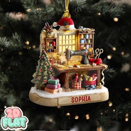 Discover Personalized Sewing Room Ornament, Sewing Machine acrylic Ornament, Custom Quilter Christmas Decor, Quilting Studio Decor, Seamstress Gift