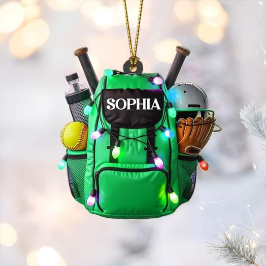 Discover Personalized Softball Bag Christmas Ornament, Custom Softball Player Gear Acrylic Decor, Sports Equipment Keepsake, Gift for Softball Lovers