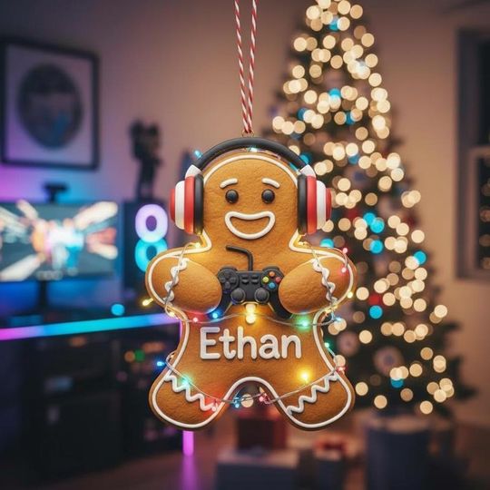 Discover Personalized Gamer Gingerbread Ornament - Video Game Player Christmas Gift