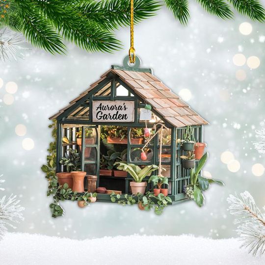 Discover Personalized Garden House Shape Flat Ornament, Gardening Christmas Ornament, Christmas Gift for Gardener, Plant Lover Gift, Gardening Lover