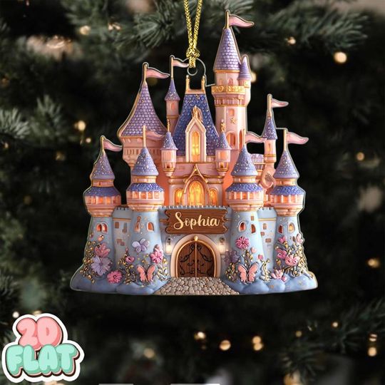 Discover Custom Princess Castle Acrylic Ornament, Princess Christmas Ornaments, Girly Ornaments, Christmas Gift For Kids, Little Girls Ornament