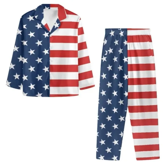 Discover American Flag Pajama Set Long Sleeve