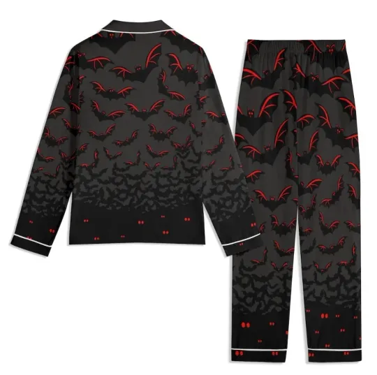 Discover Men Women Bat Pajama Set | Halloween Couple Nightwear, Long Sleeved Loungewear
