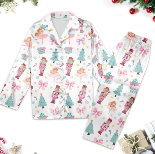 Discover Nutcracker Christmas Pajamas Set, Pink Fairy Holiday Pajamas