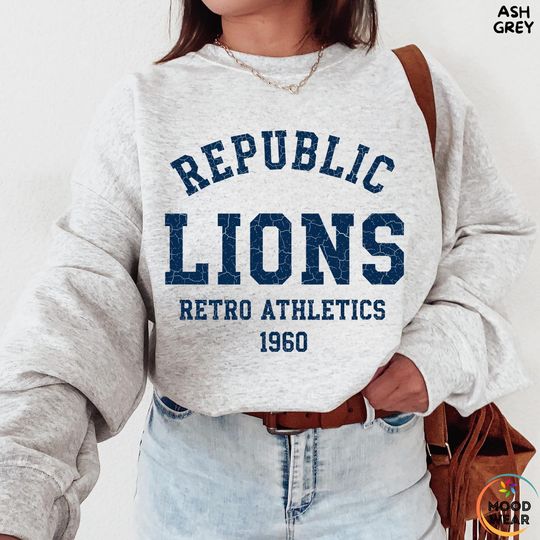 Discover Vintage 90s Style New England Football Sweatshirt, Republic Lions Sweatshirt, Retro Game Day Crewneck, Patriot State Unisex Fan Shirt