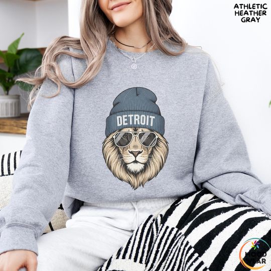 Detroit Lions Crewneck, Gildan Heavyweight Top, Sublimated football Game Day Shirt, Unisex Football Fan Apparel, Fall Tailgate Gear Sweatshirt