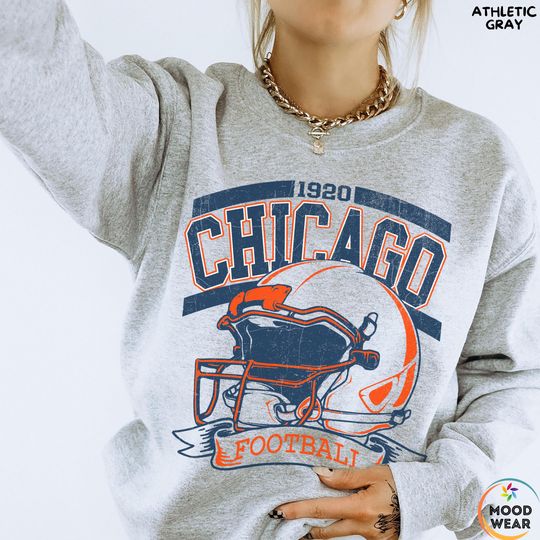 Discover Sundays Are for Chicago Football Shirt, Vintage Chicago Sweatshirt | Chicago Game Day Fan Apparel Front & Back Design Vintage Chicago Shirt
