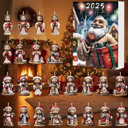 Discover Religious Advent Calendar 2025 | Christian Christmas Countdown Box with Mini Jesus Figures | Nativity Gift Set | Holiday Faith Decor