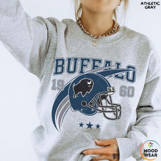 Discover Vintage Buffalo Football Sweatshirt NewYork Buffalo Football Crewneck Hoodie Distressed Football Sweatshirt Game Day Buffalo Sweatshirt gift