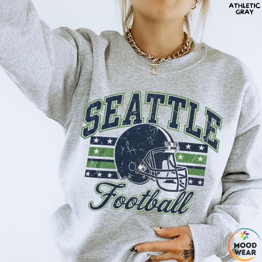 Discover Seattle Football Vintage Sweatshirt Sweatshirt,Seattle Seahawk Football Crewneck Sweatshirt, Seahawk Fan Gift, Unisex City Sport Pullover Gift