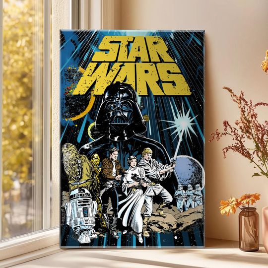 Discover Vintage Star Wars Darth Vader and Stormtrooper Poster - Classic Movie Trilogy Minimal Vertical Wall Art