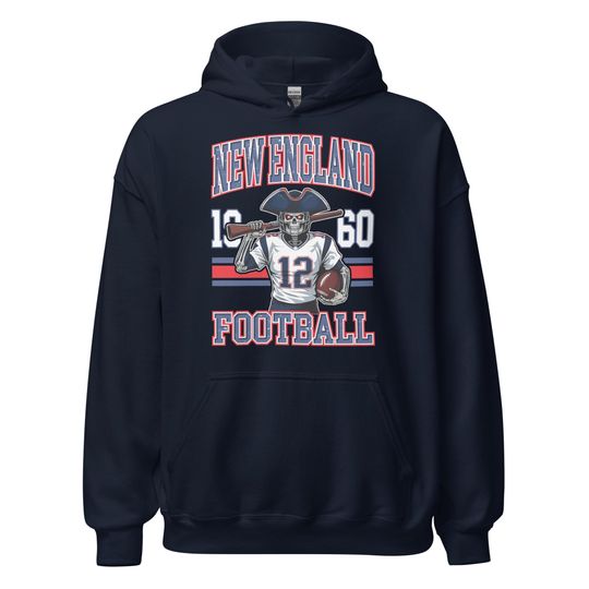 Discover Vintage New England Skeleton Football Team Hoodie, Sports Fan Gift