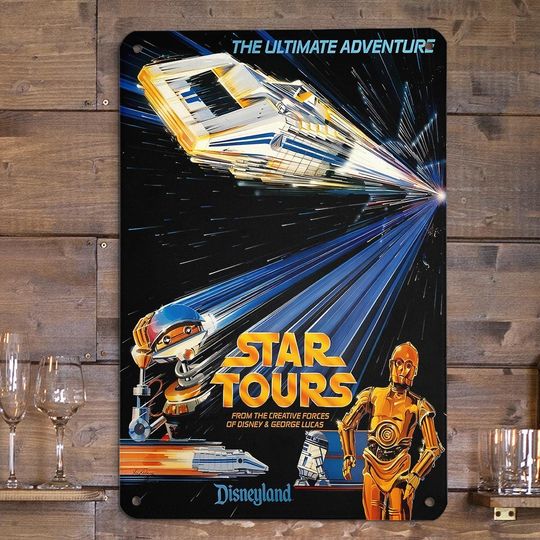 Vintage Star Tours 1986 Disneyland Poster, Retro Star Wars Ride Wall Art,  Star Wars Fan Gift