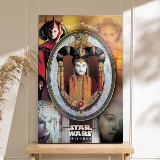 Vintage Queen Amidala Portrait Poster Star Wars Episode I The Phantom Menace Sci-Fi Wall Art