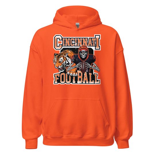 Discover Vintage Cincinnati Skeleton Football Team Hoodie, Sports Fan Gift