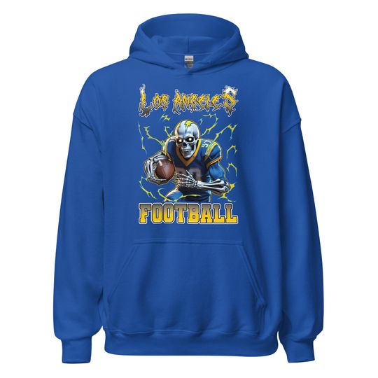 Discover Vintage Los Angeles Skeleton Football Team Hoodie, Sports Fan Gift