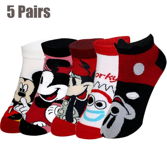 Discover 5 Pairs New Cartoon Women Socks Kawaii Cut Short Socks Happy Funny Socks Duck Mouse Girl Socks Casual Soft Socks Size 35-39