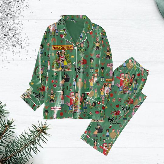 Bobs Burgers Christmas Pajamas Set for Adults, Belcher Family Holiday Nightwear