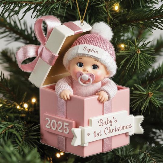 Discover Custom Baby's First Christmas Ornament: Personalized Acrylic Keepsake